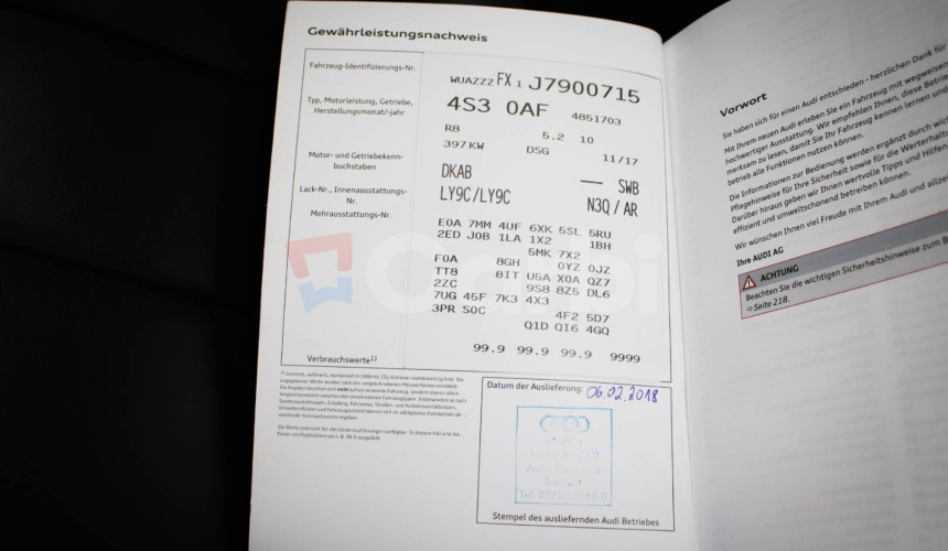 Audi R8 RWS 5.2 FSI V10 1 of 999 špeciálna edícia, polep, nové brzdy, karbón