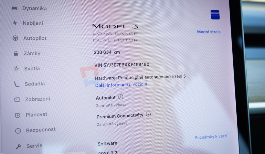 Tesla Model 3 Long Range, Premium Sound, Ťažné, Deep Blue Met, po servise, DPH